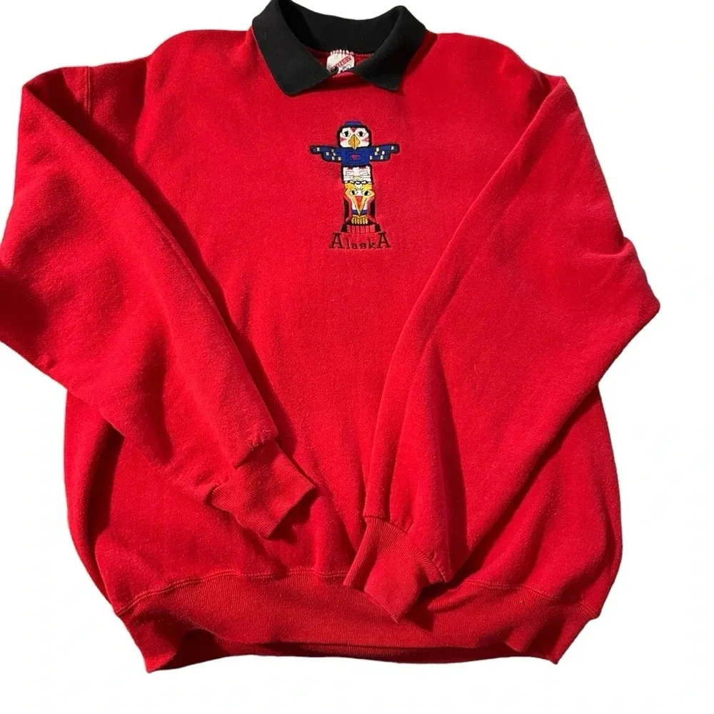 Jerzees women's size XL vintage collared sweatshirt with Alaska embroidered